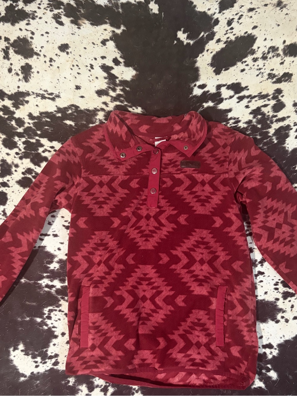Cinch Red Aztec Snap-Button Pullover Hoodie